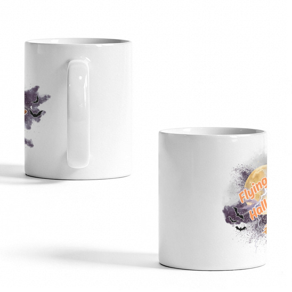 Flying Into Halloween White Mug (11 oz, One-Sided Print)