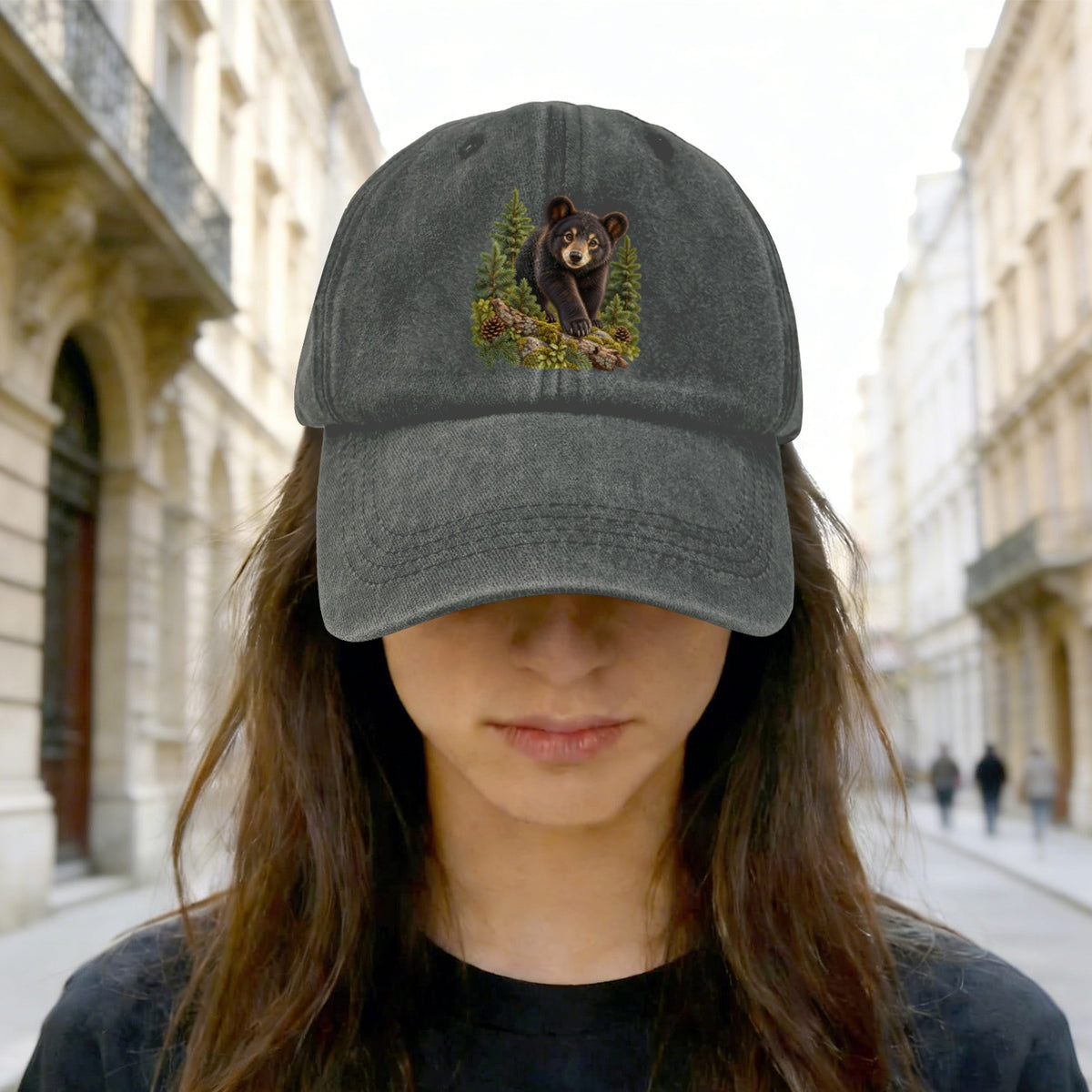 Bear Cub Washed Baseball Cap