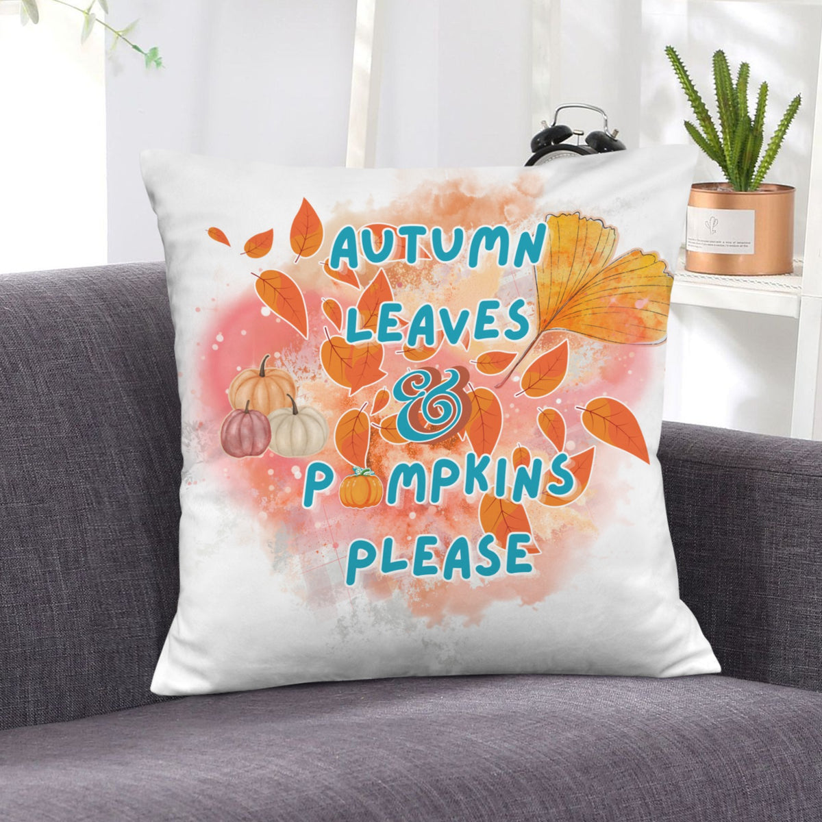 Autumn Leaves Velvet Pillow Case 18 x 18 inch (One Side)