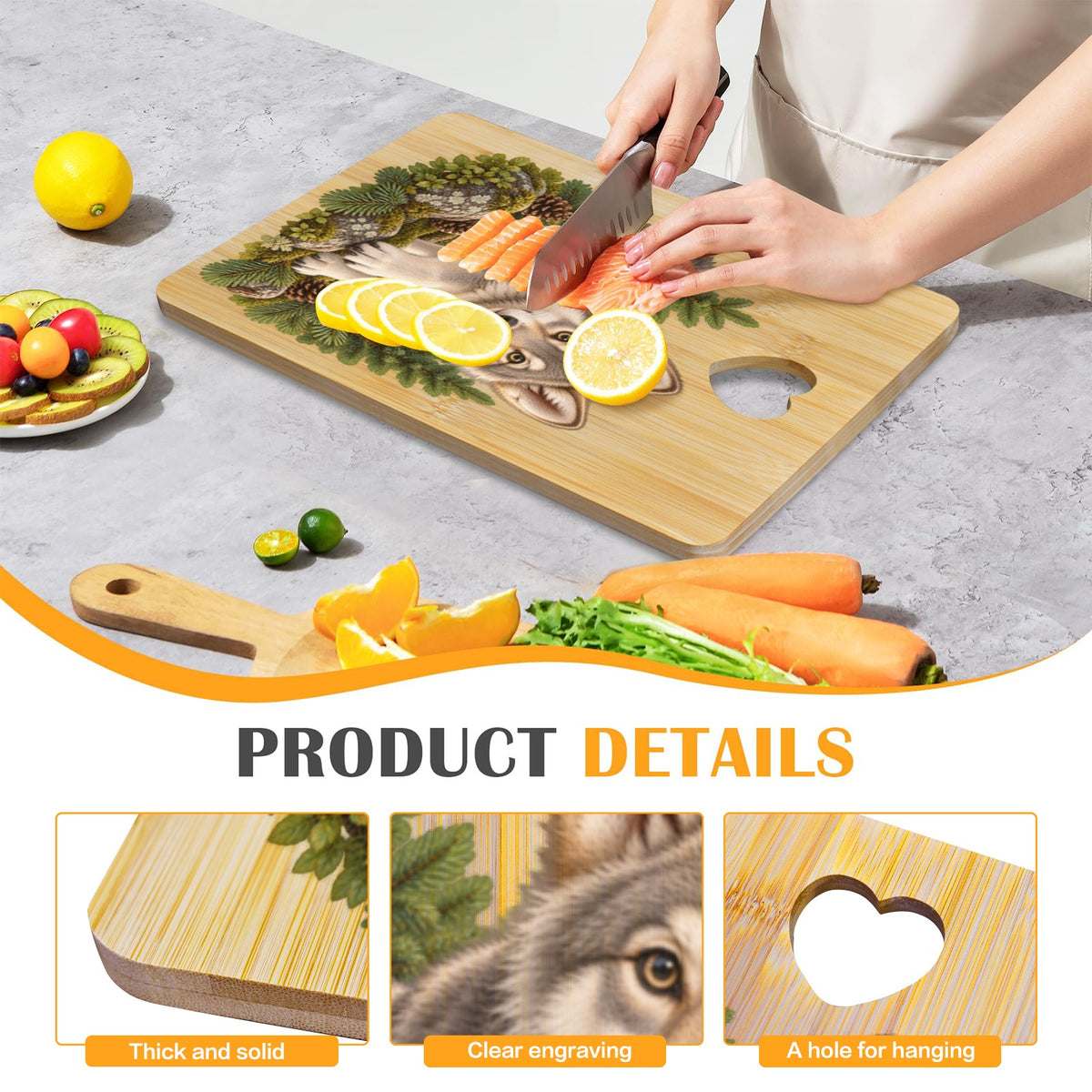 Wolf Cub Heart-Shaped Cutout Cutting Board