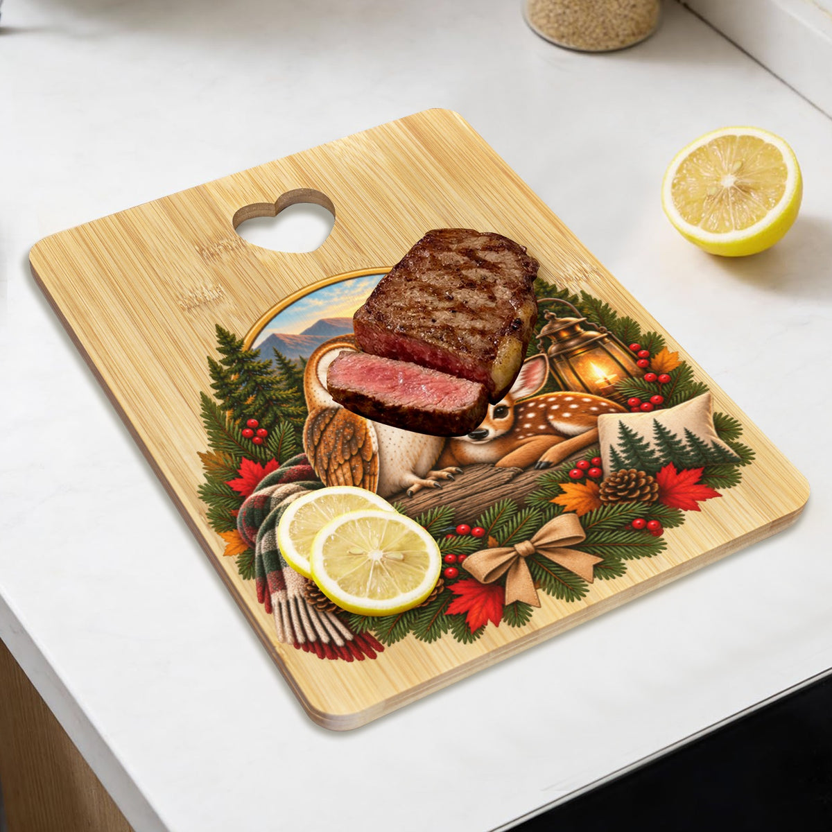 Howlet and Fawn Signature Collection Heart-Shaped Cutout Cutting Board