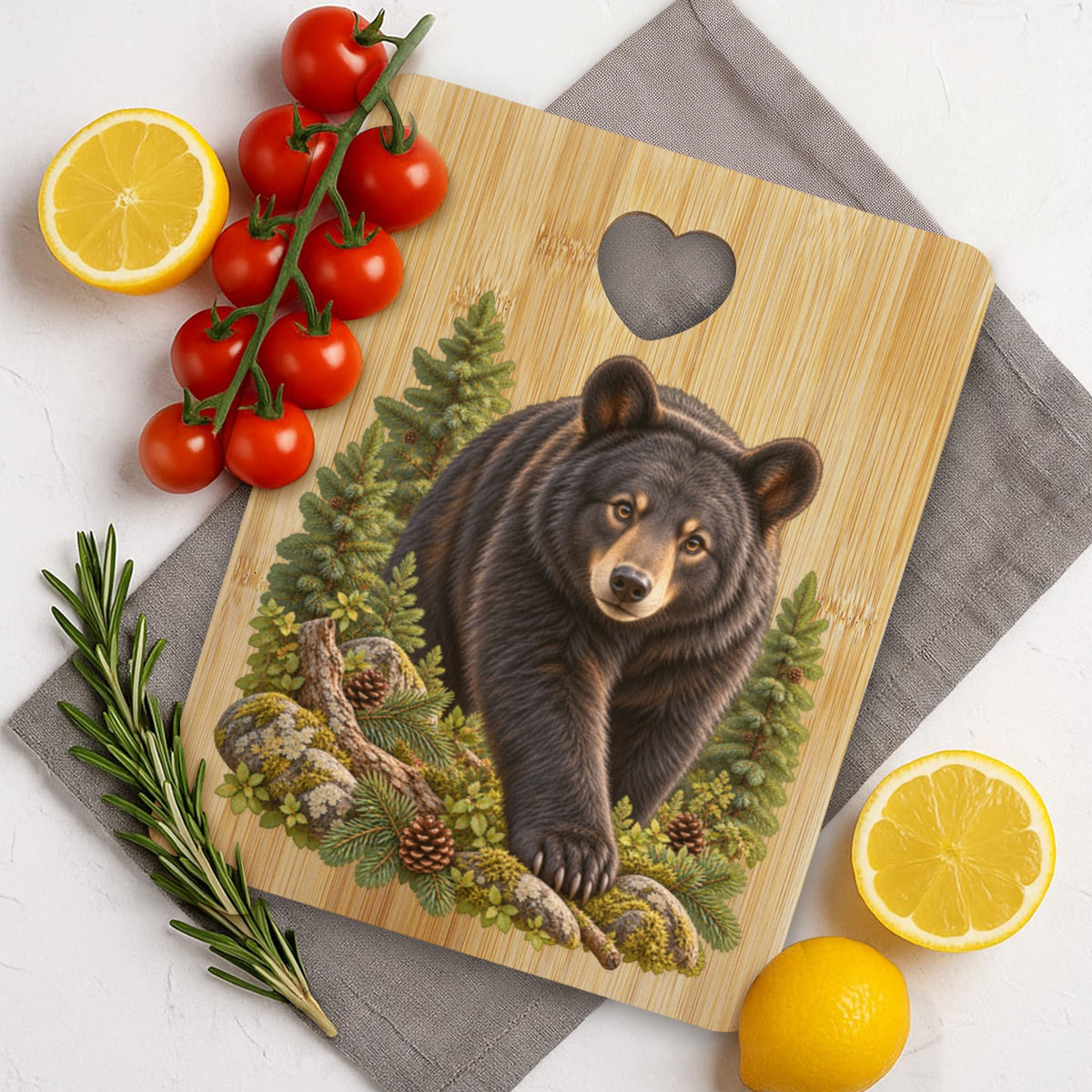 Bear Heart-Shaped Cutout Cutting Board