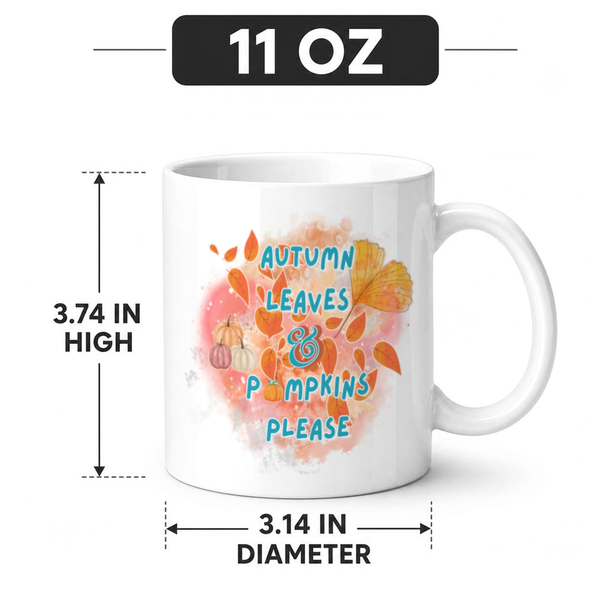 Autumn Leaves White Mug (11 oz, One-Sided Print)