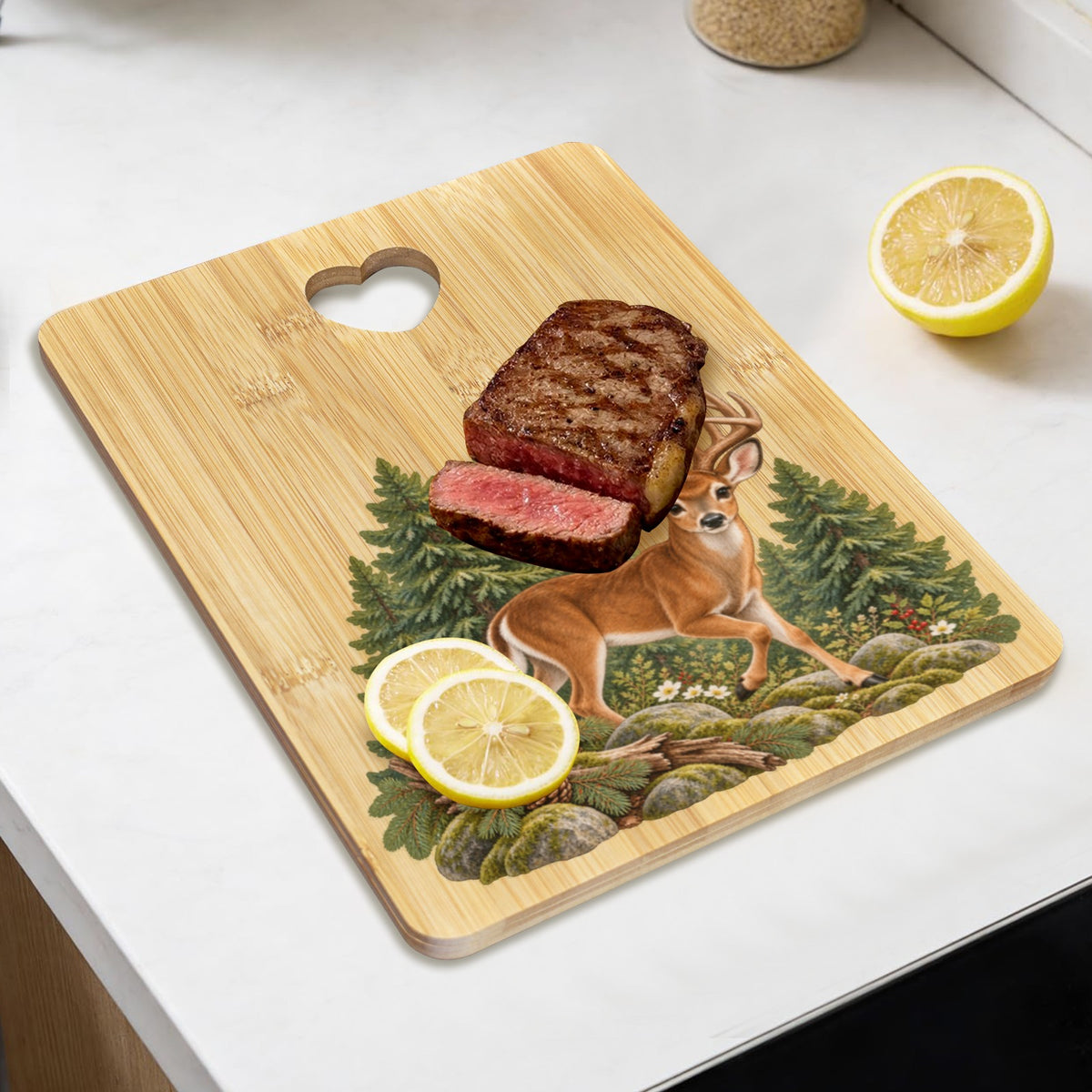 Buck Heart-Shaped Cutout Cutting Board