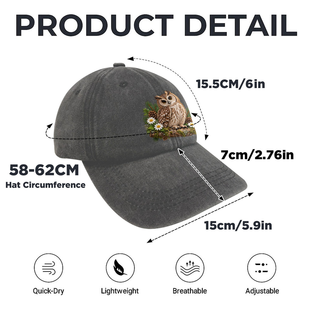 Owl Washed Baseball Cap