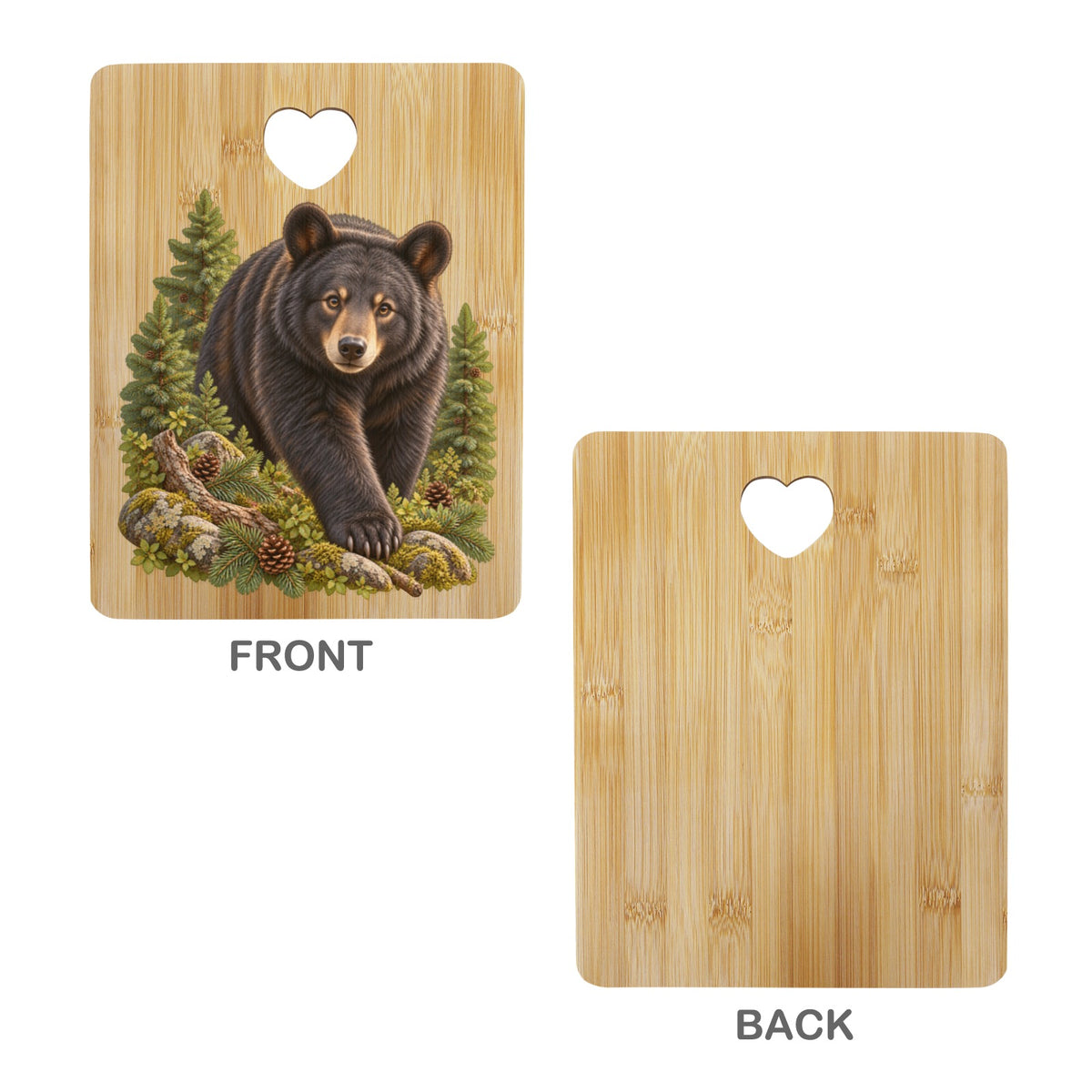 Bear Heart-Shaped Cutout Cutting Board