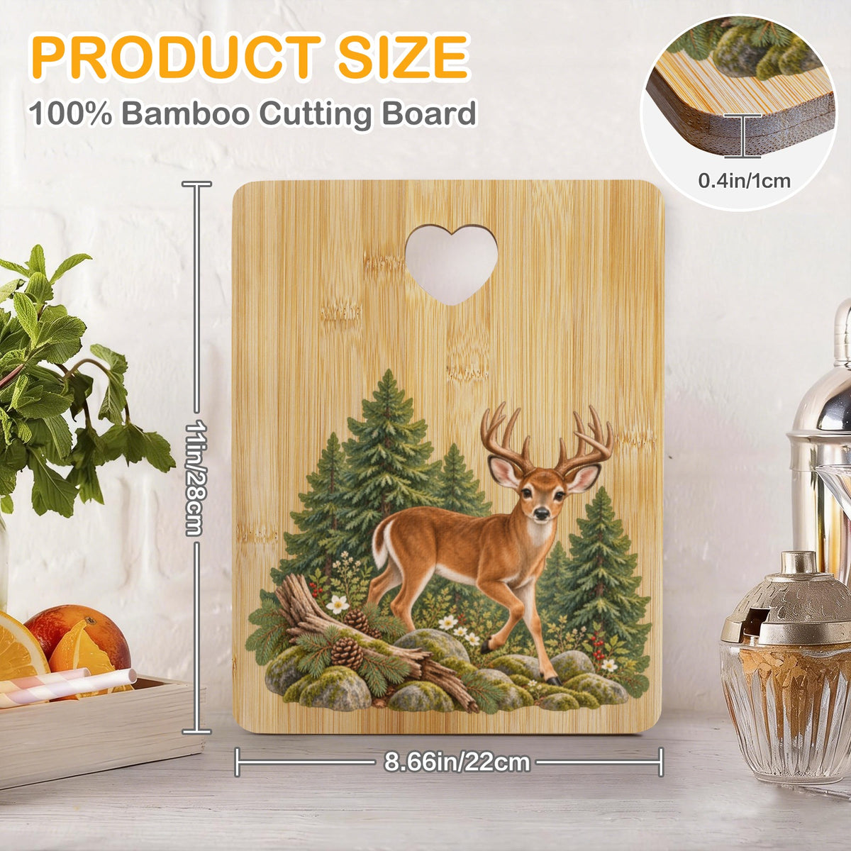 Buck Heart-Shaped Cutout Cutting Board