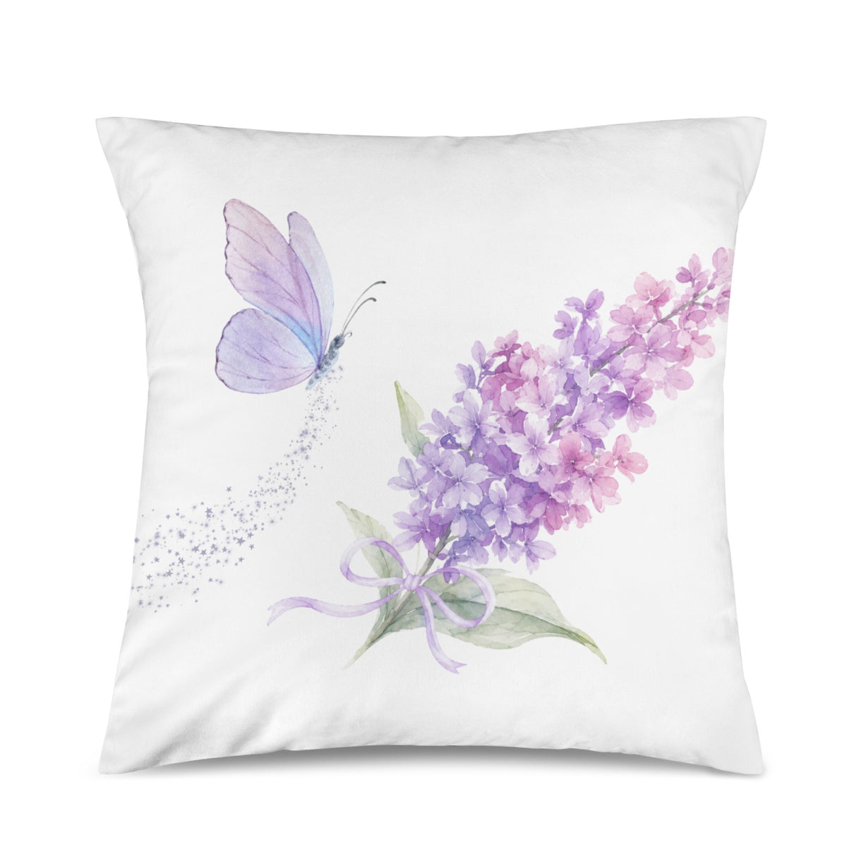 Lilac Butterfly Velvet Pillow Case 18 x 18 inch (One Side)