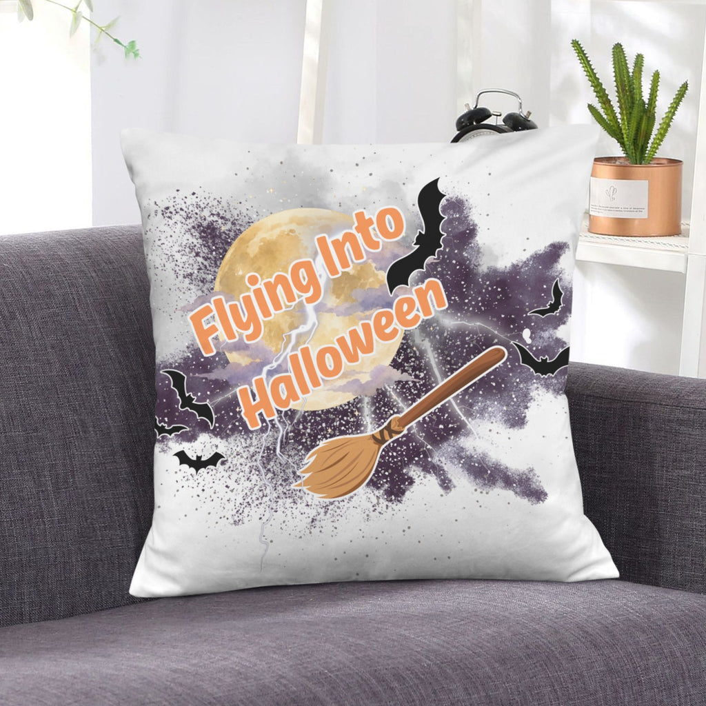 Flying Into Halloween Velvet Pillow Case 18 x 18 inch (One Side)