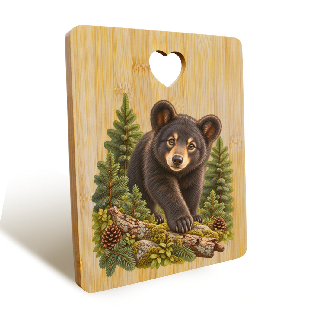 Bear Cub Heart-Shaped Cutout Cutting Board