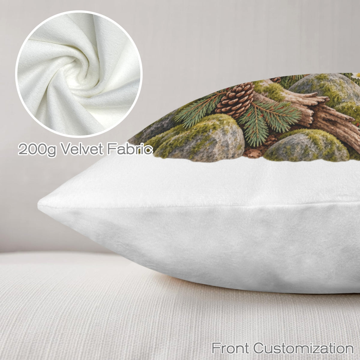Buck Velvet Pillow Case 18 x 18 inch (One Side)