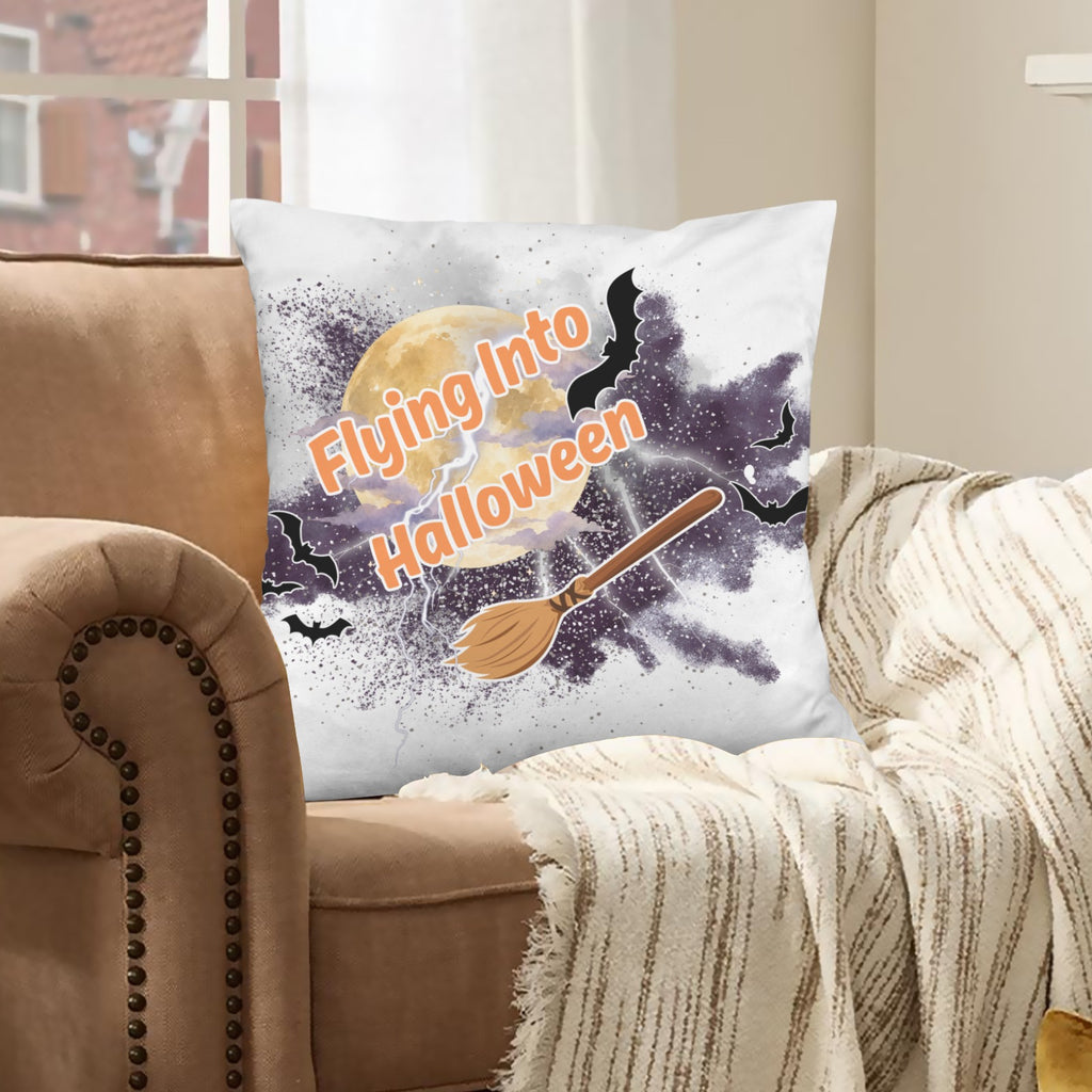 Flying Into Halloween Velvet Pillow Case 18 x 18 inch (One Side)