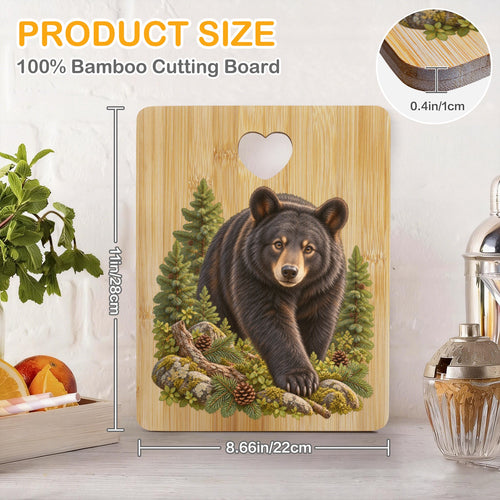 Bear Heart-Shaped Cutout Cutting Board
