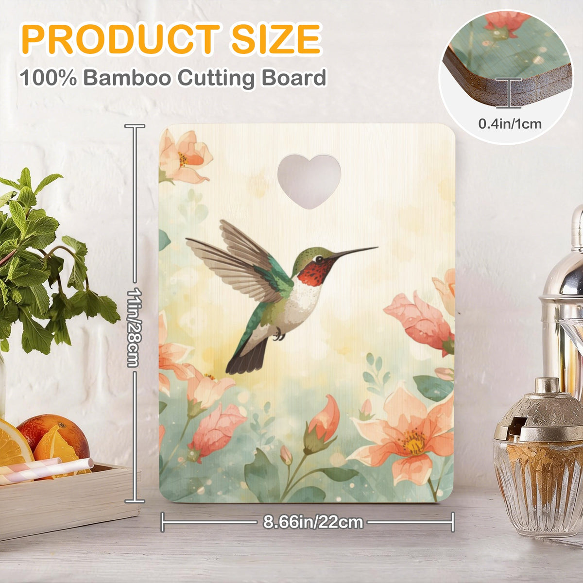 Garden Jewel Heart-Shaped Cutout Cutting Board