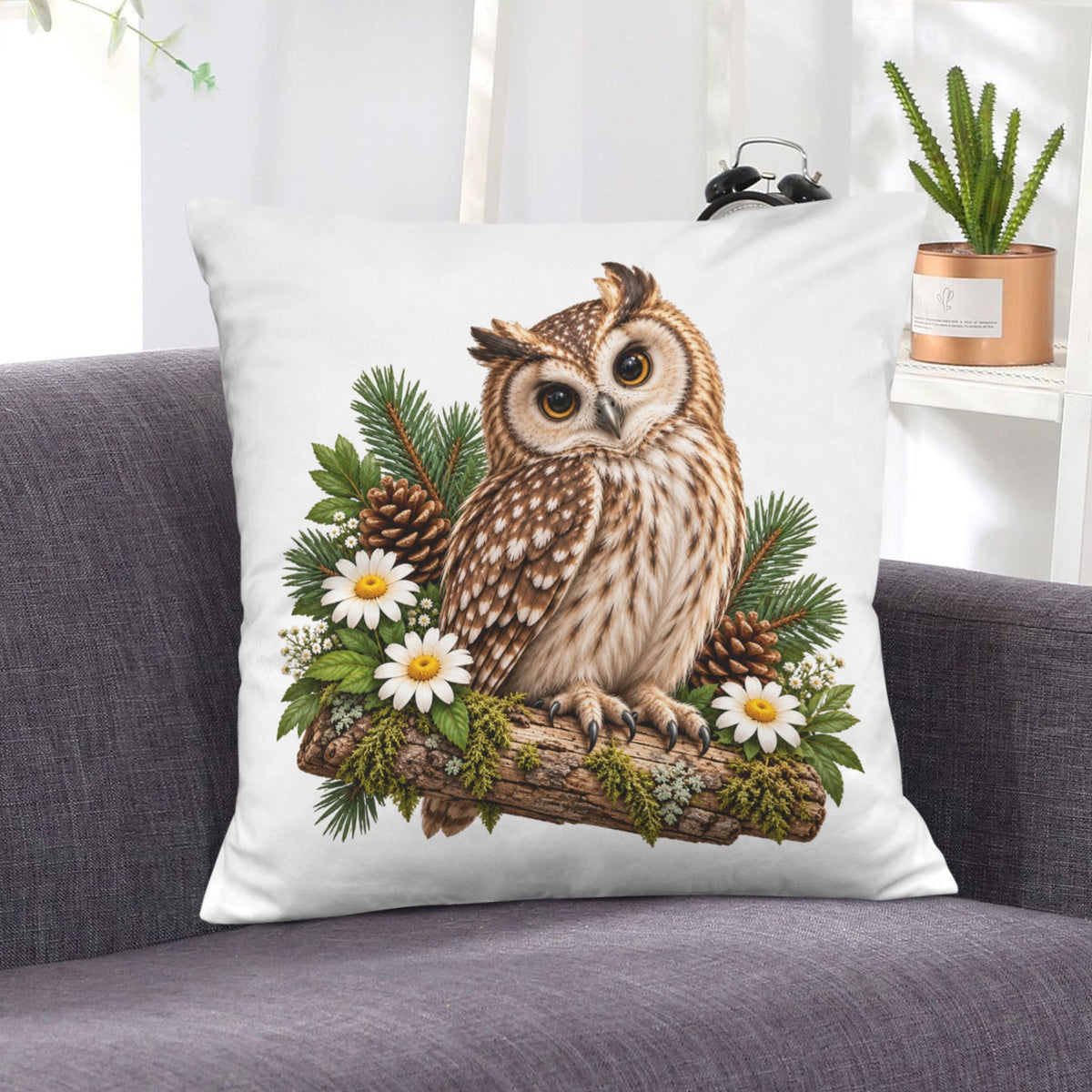 Owl Velvet Pillow Case 18 x 18 inch (One Side)