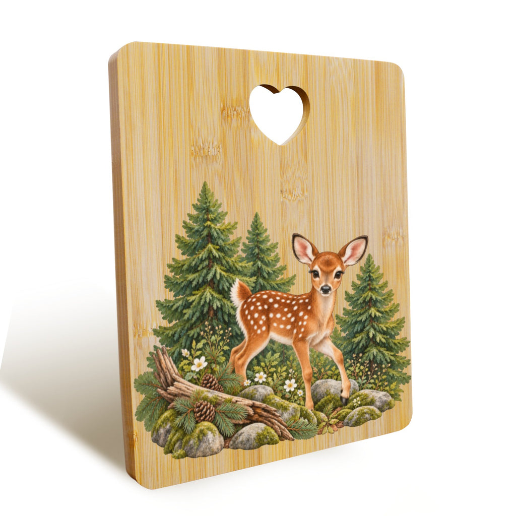 Fawn Heart-Shaped Cutout Cutting Board