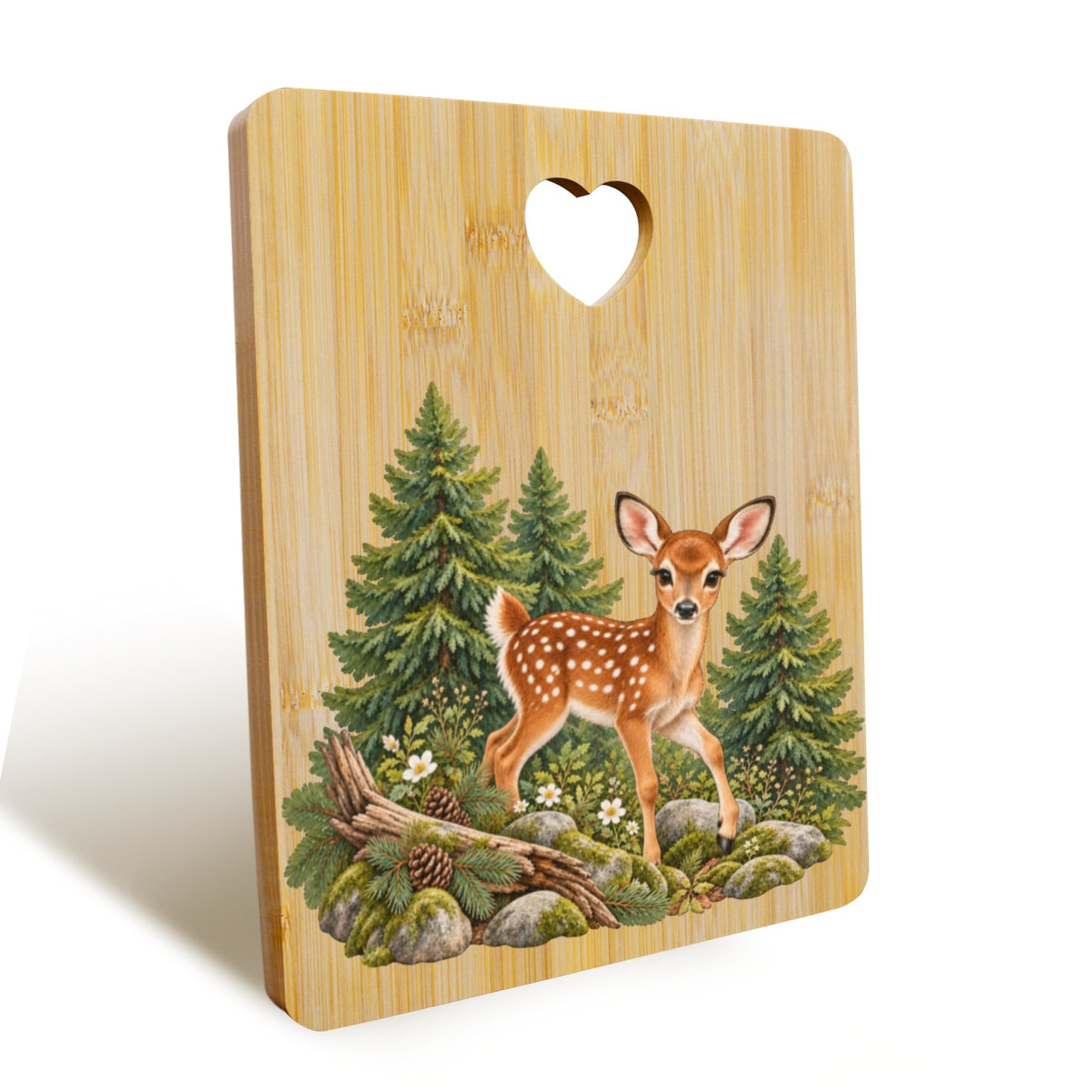 Fawn Heart-Shaped Cutout Cutting Board