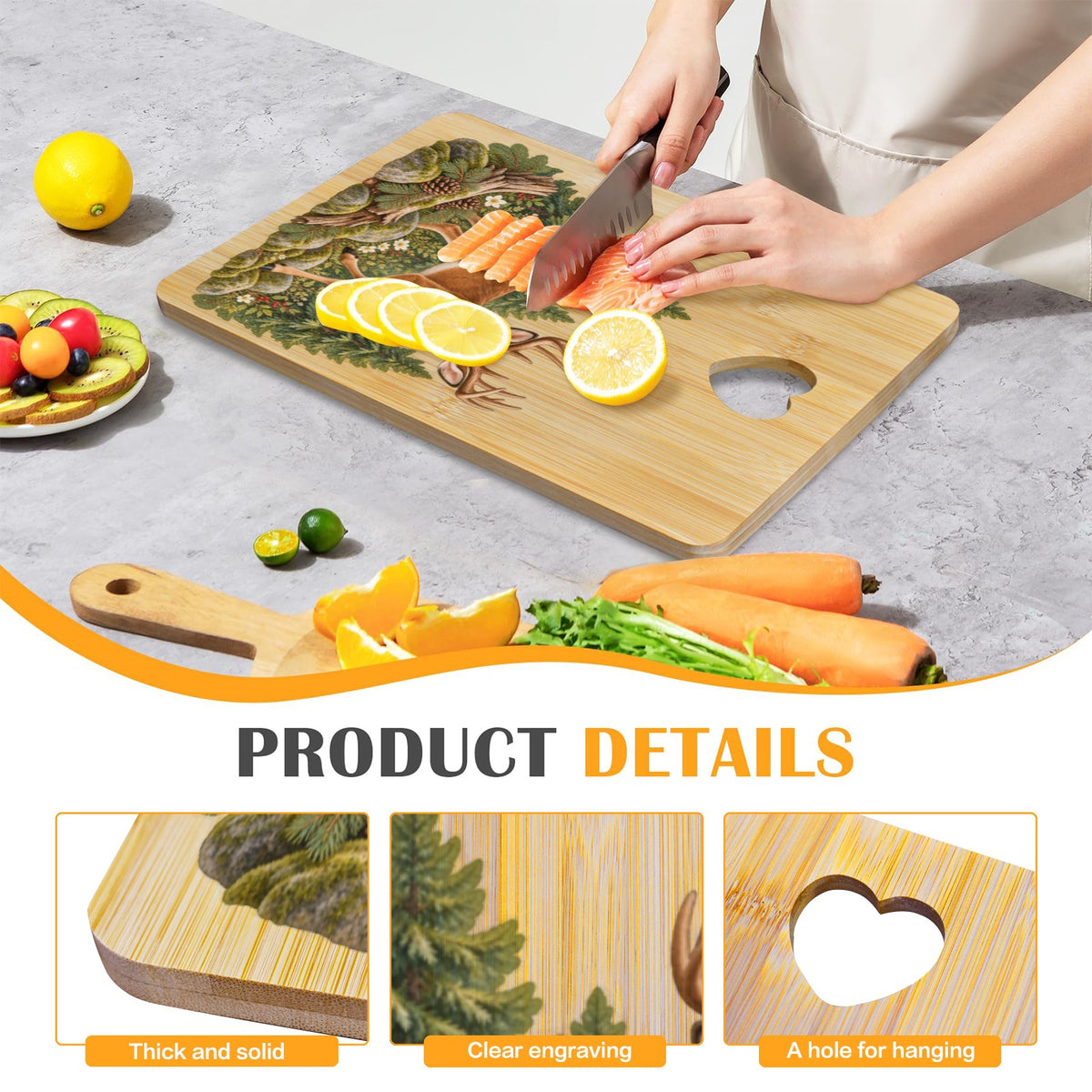 Buck Heart-Shaped Cutout Cutting Board
