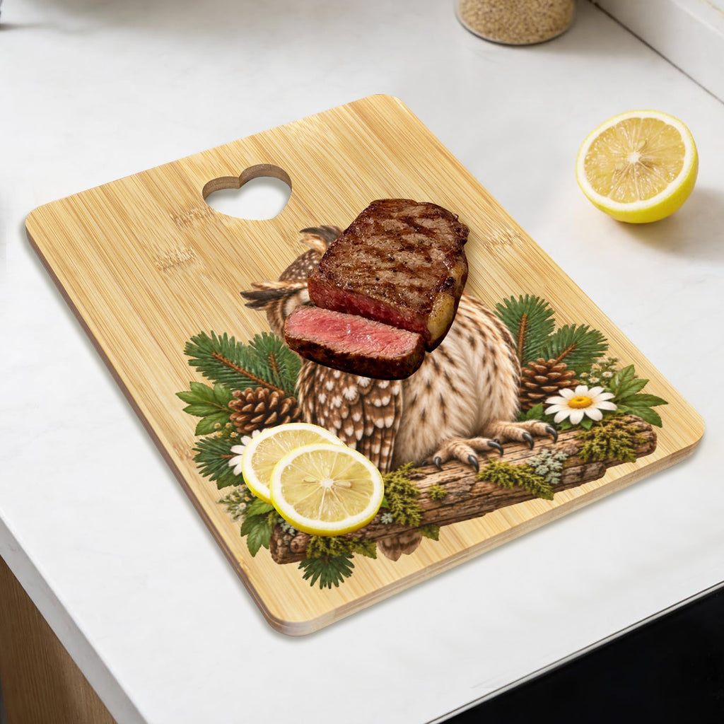 Owl Heart-Shaped Cutout Cutting Board