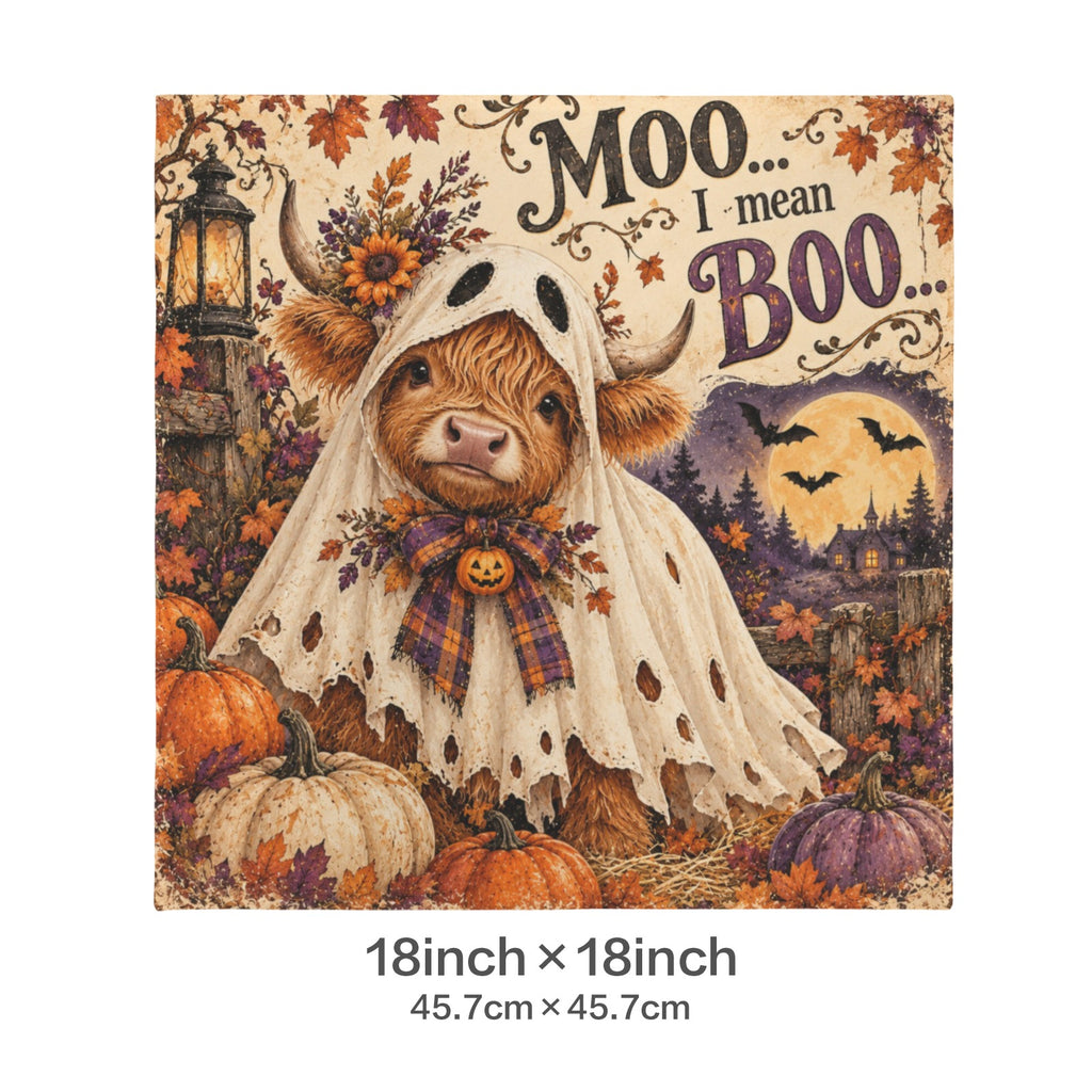 Moo I Mean Boo Velvet Pillow Cover, 18x18