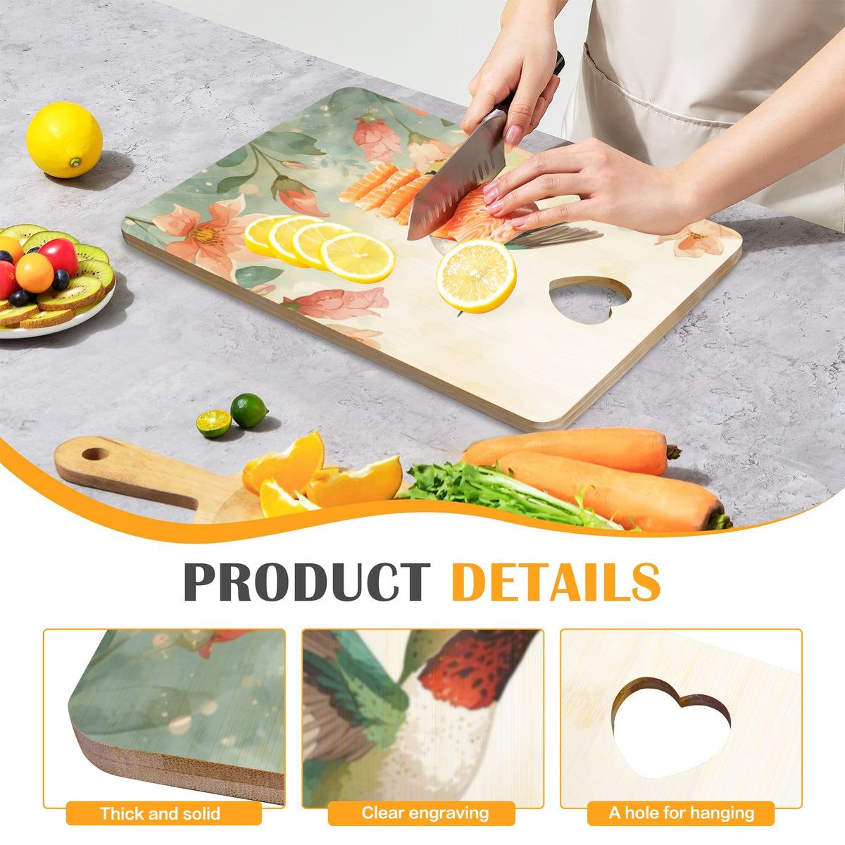 Garden Jewel Heart-Shaped Cutout Cutting Board