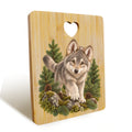 Wolf Cub Heart-Shaped Cutout Cutting Board