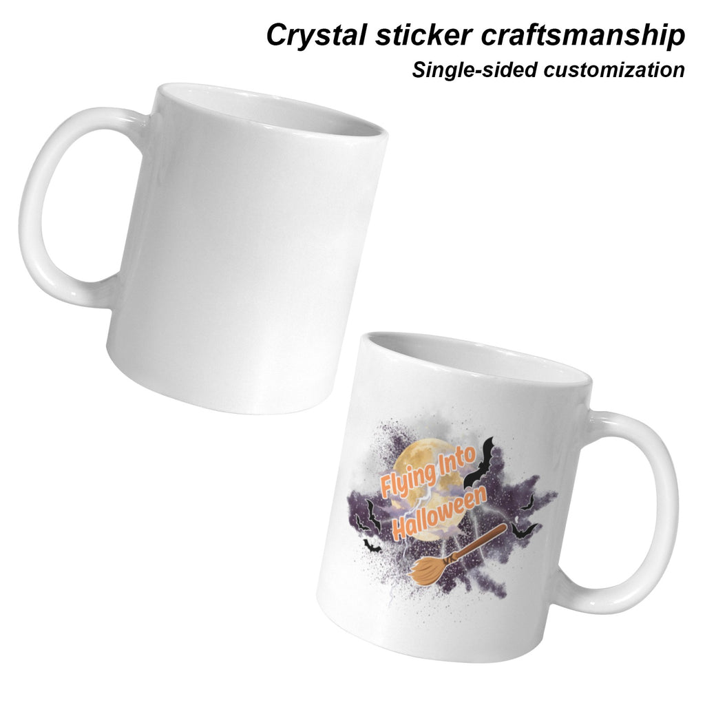 Flying Into Halloween White Mug (11 oz, One-Sided Print)