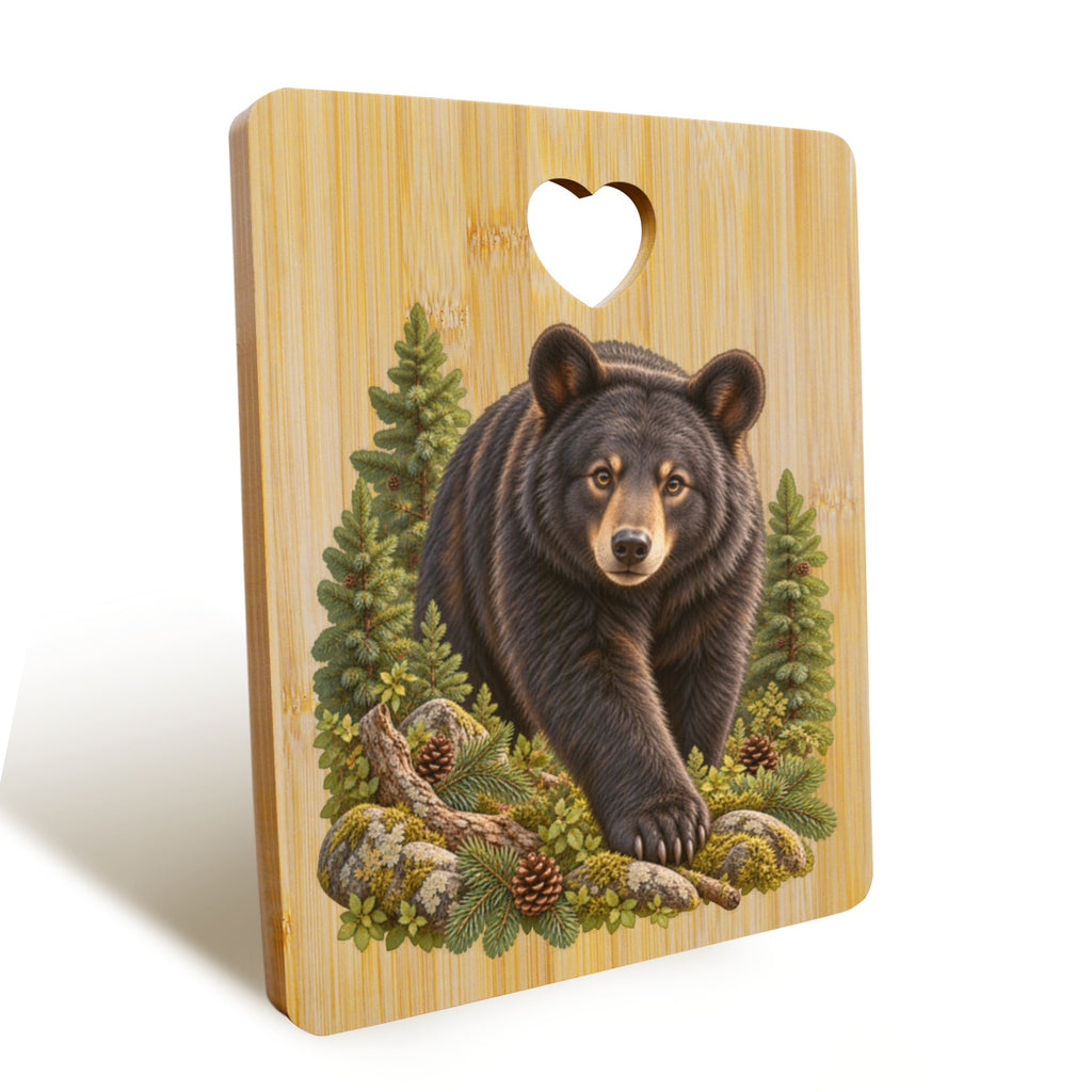 Bear Heart-Shaped Cutout Cutting Board