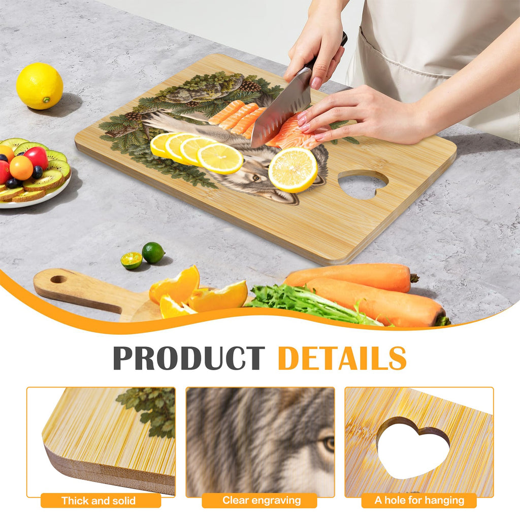Wolf Heart-Shaped Cutout Cutting Board