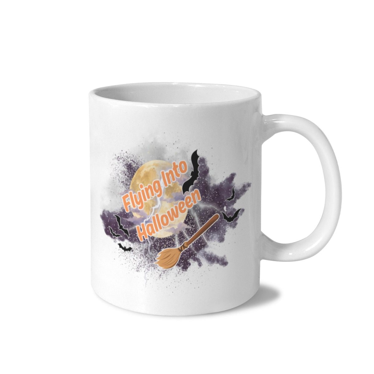 Flying Into Halloween White Mug (11 oz, One-Sided Print)