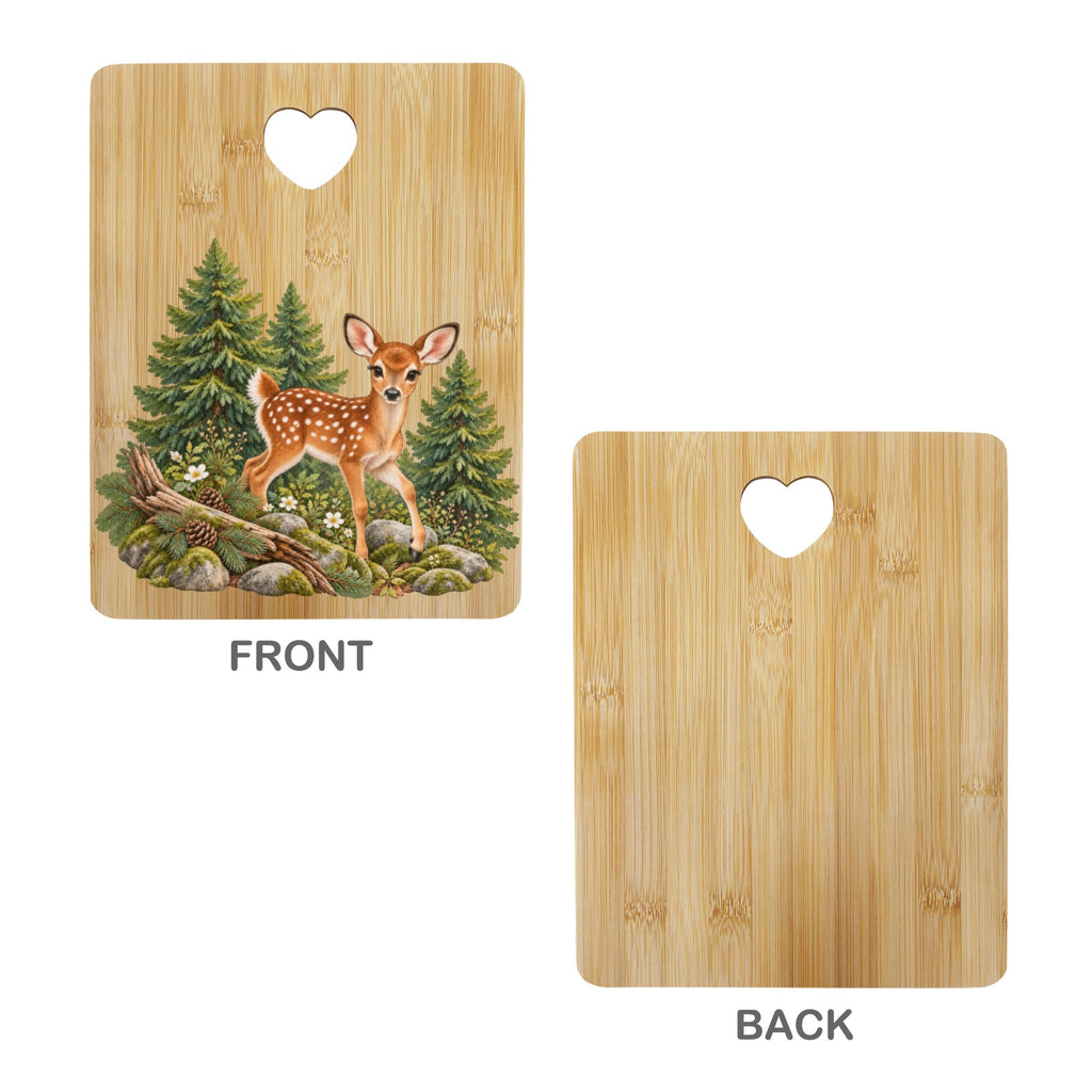 Fawn Heart-Shaped Cutout Cutting Board