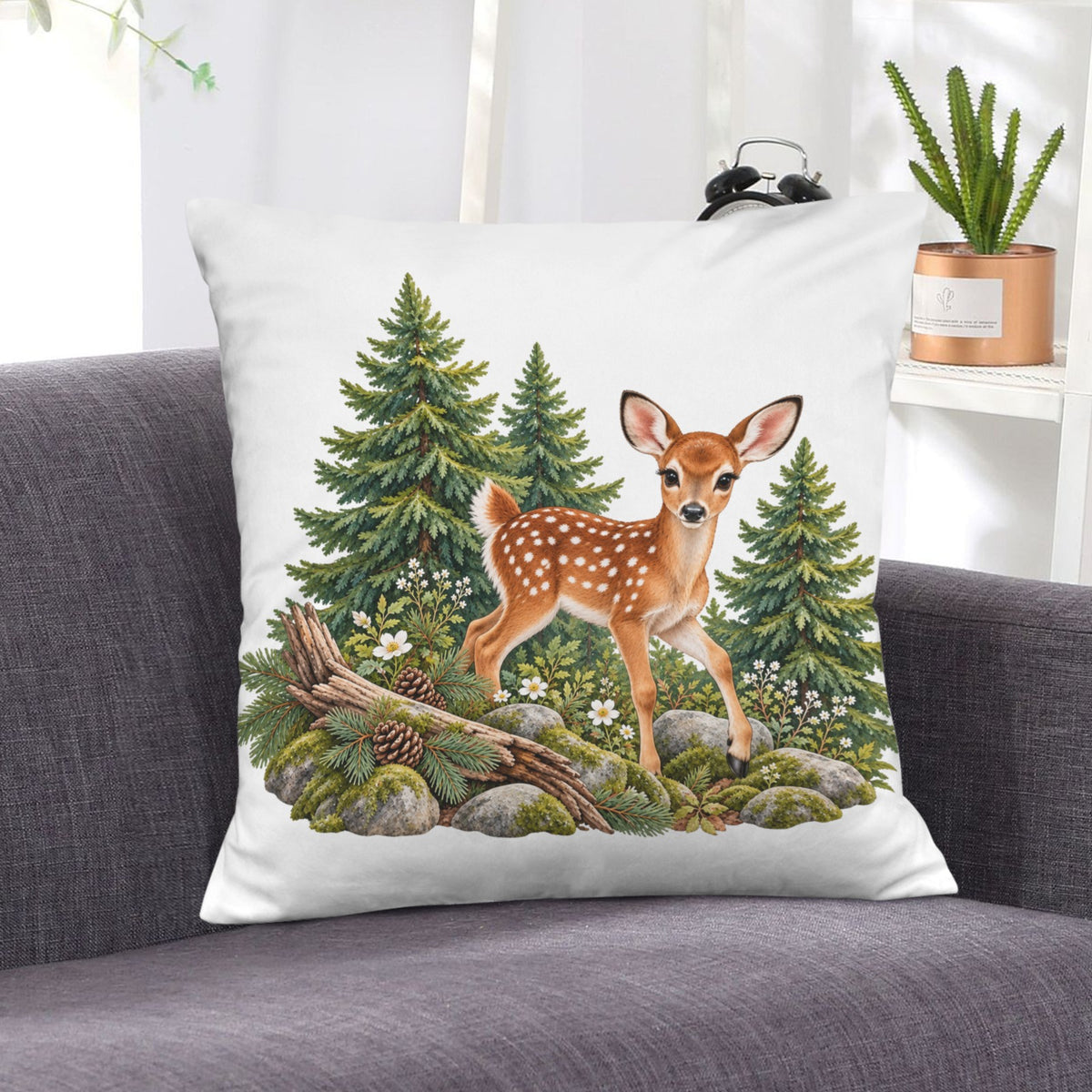 Fawn Velvet Pillow Case 18 x 18 inch (One Side)