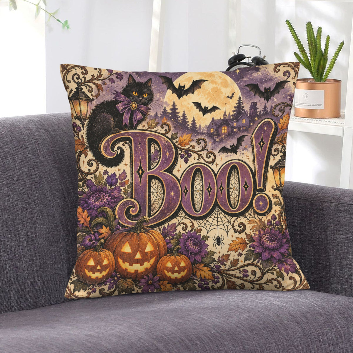 Boo! Velvet Pillow Cover, 18x18