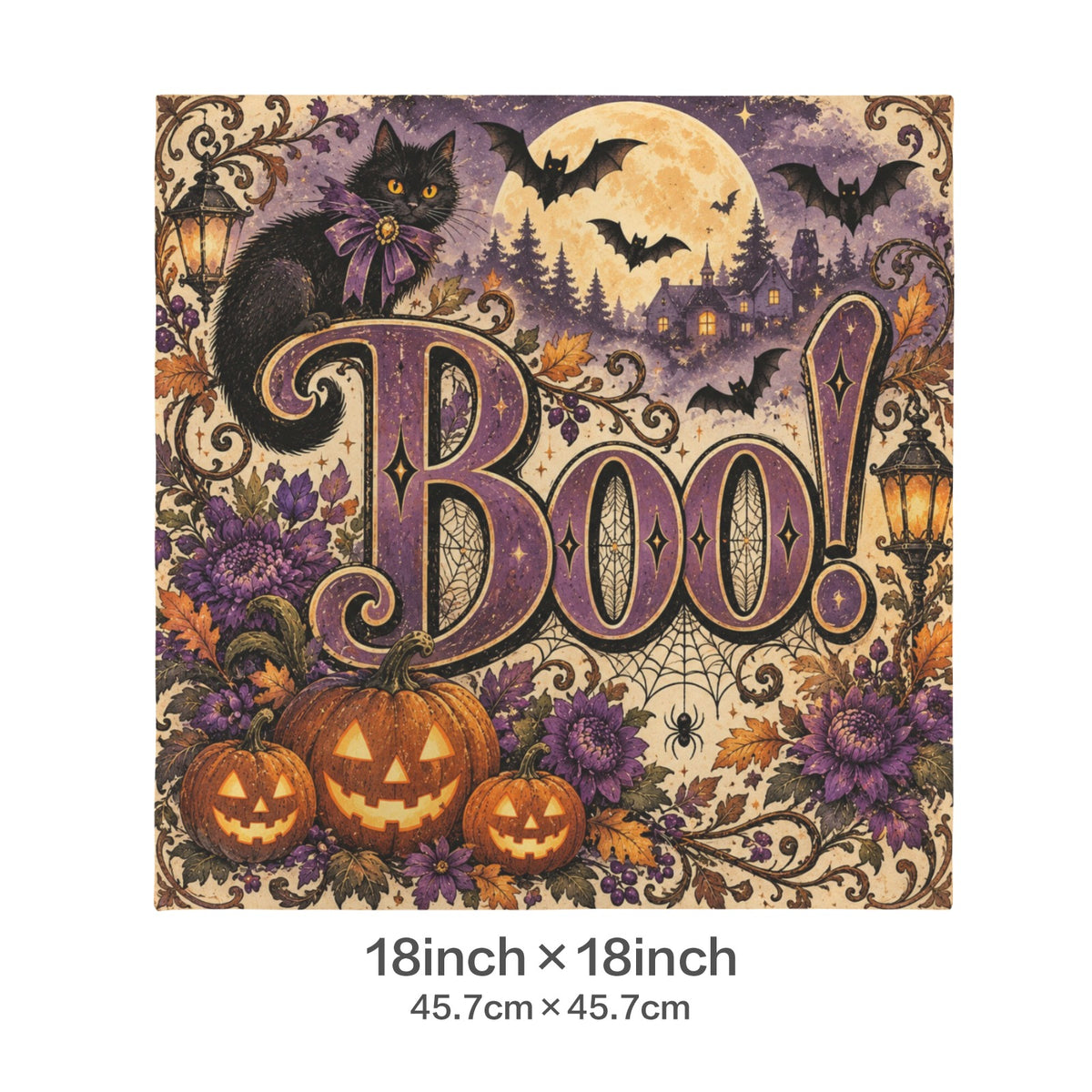 Boo! Velvet Pillow Cover, 18x18