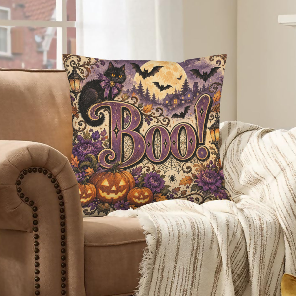 Boo! Velvet Pillow Cover, 18x18