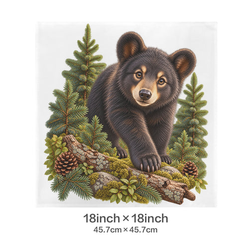 Black Bear Cub Velvet Pillow Case 18 x 18 inch (One Side)