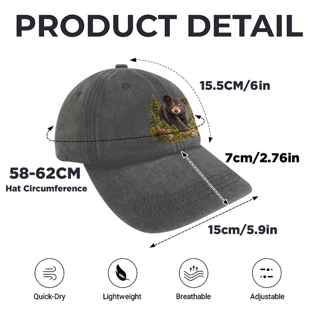 Bear Cub Washed Baseball Cap