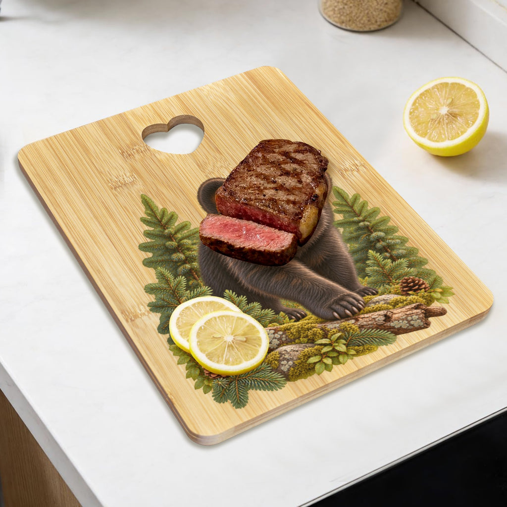 Bear Cub Heart-Shaped Cutout Cutting Board