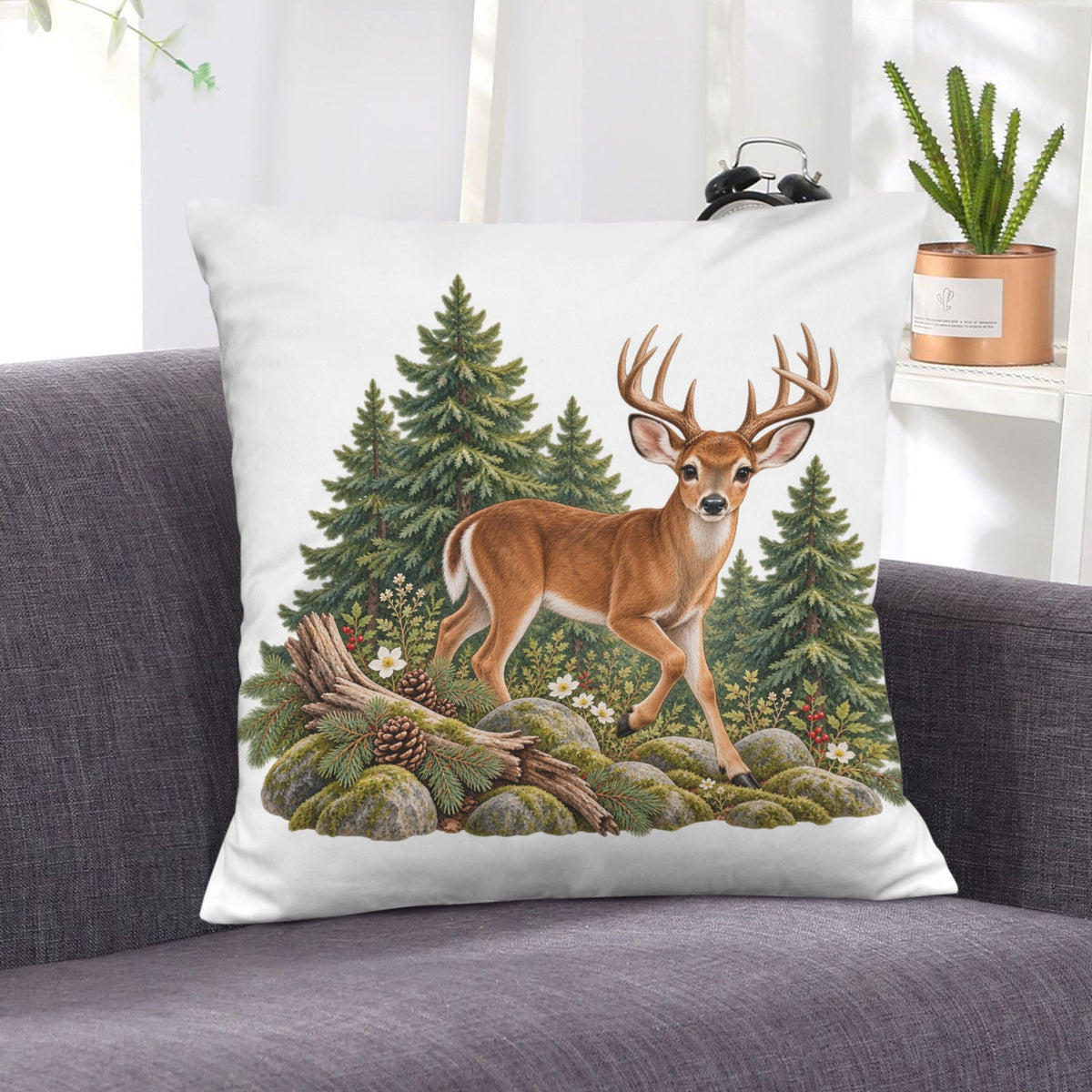 Buck Velvet Pillow Case 18 x 18 inch (One Side)