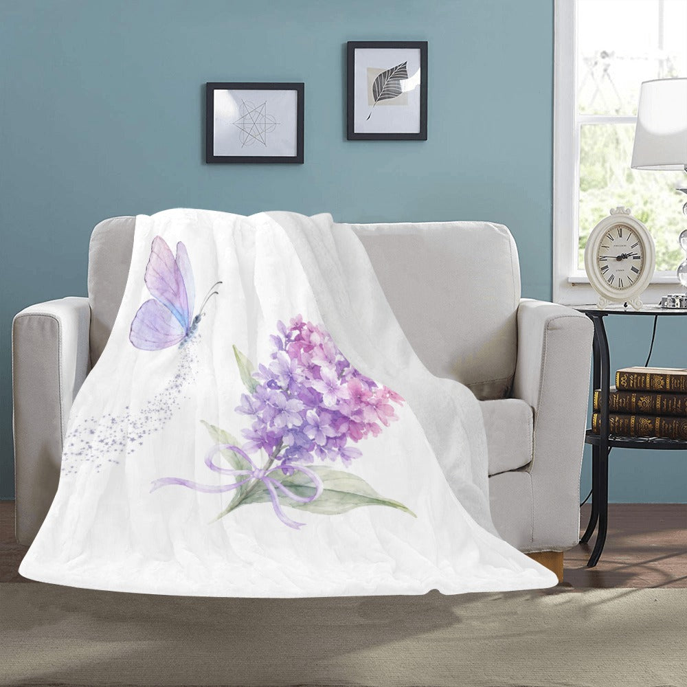 Lilac Butterfly Ultra-Soft Micro Fleece Throw Blanket 50"x60"