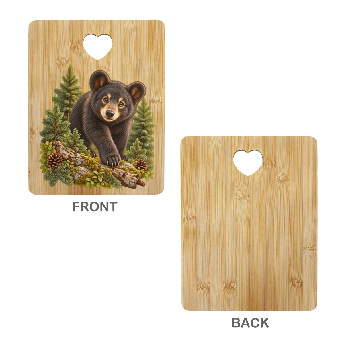 Bear Cub Heart-Shaped Cutout Cutting Board