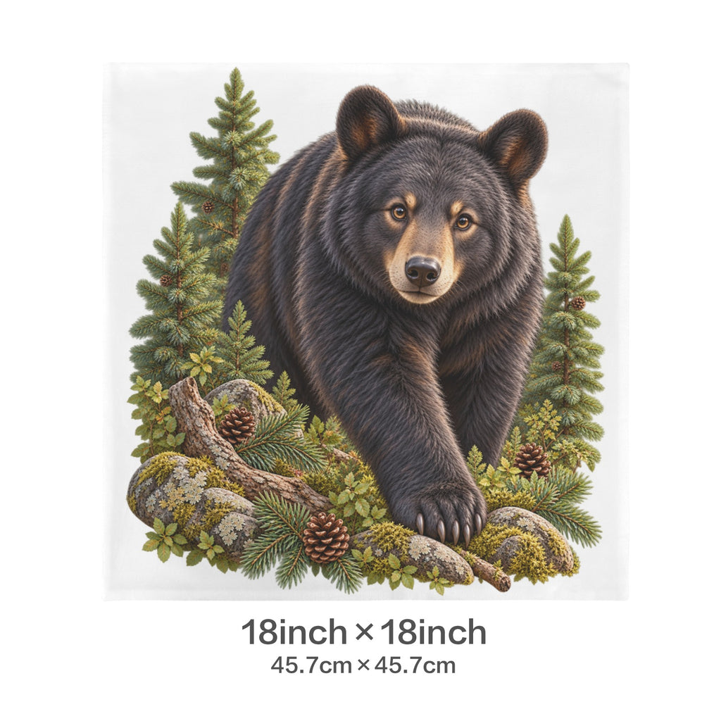 Black Bear Velvet Pillow Case 18 x 18 inch (One Side)