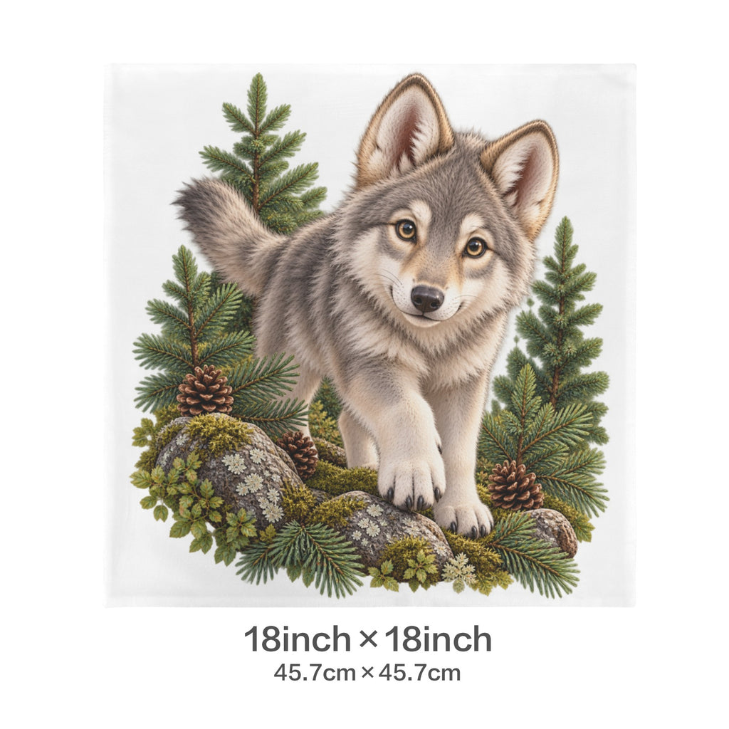 Wolf Cub Velvet Pillow Case 18 x 18 inch (One Side)