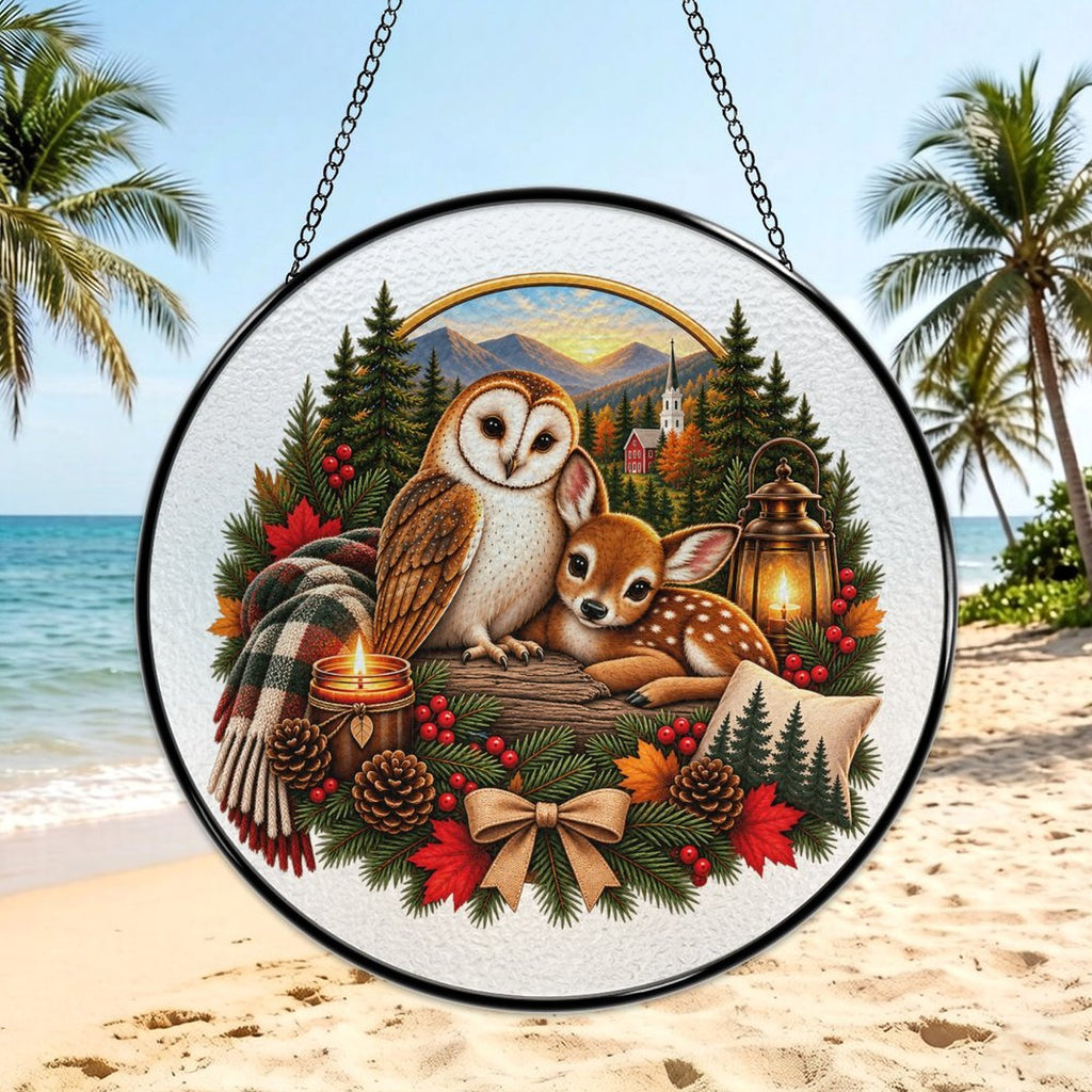 Howlet and Fawn Signature Collection Glass Suncatcher