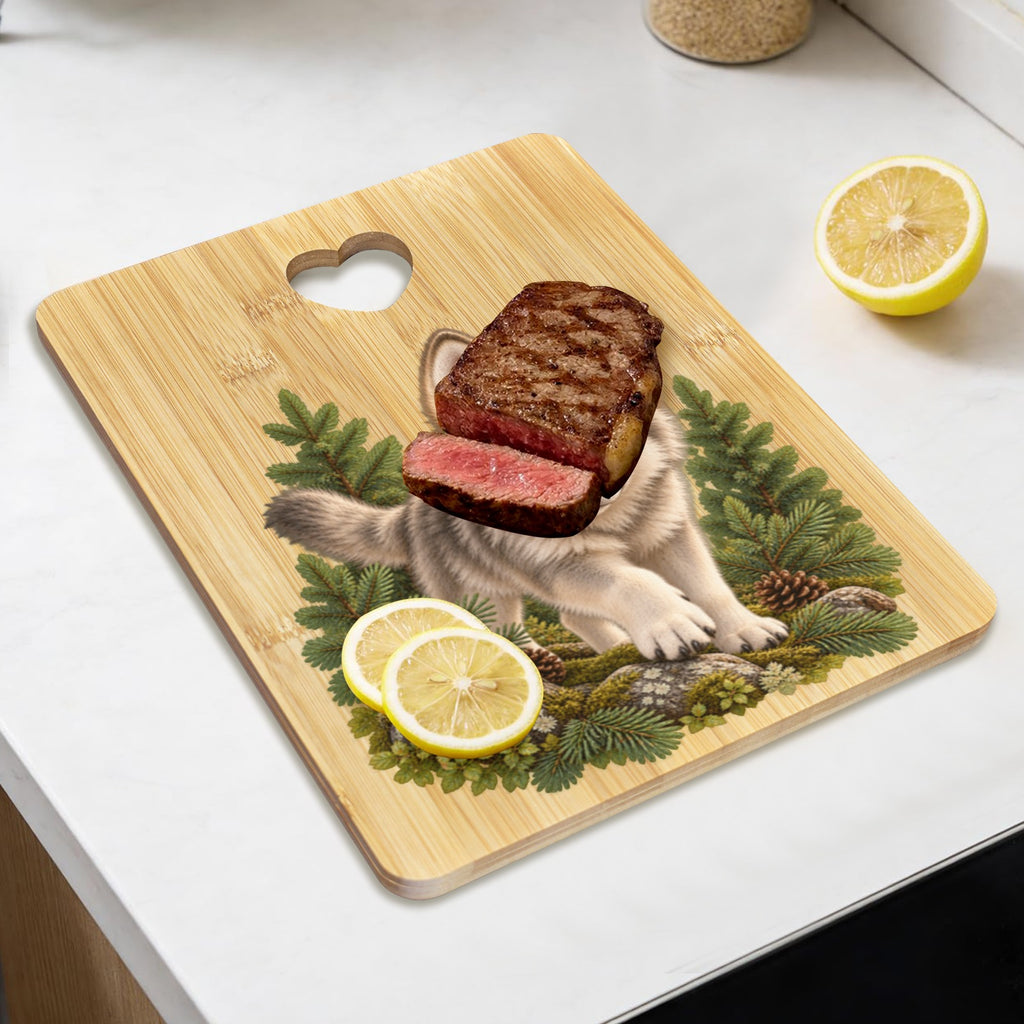 Wolf Cub Heart-Shaped Cutout Cutting Board