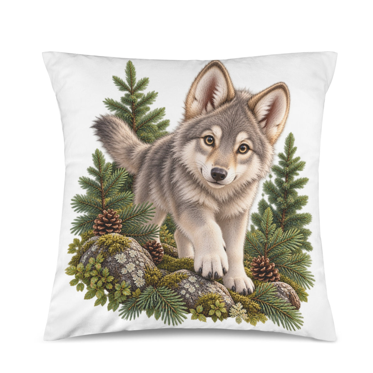 Wolf Cub Velvet Pillow Case 18 x 18 inch (One Side)