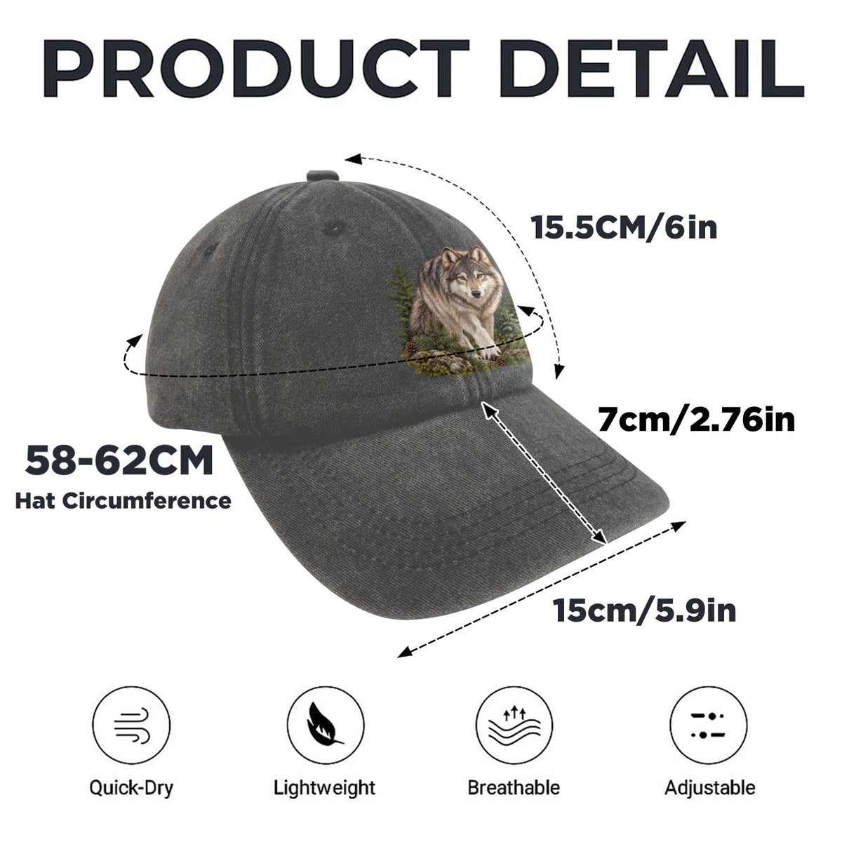 Wolf Washed Baseball Cap