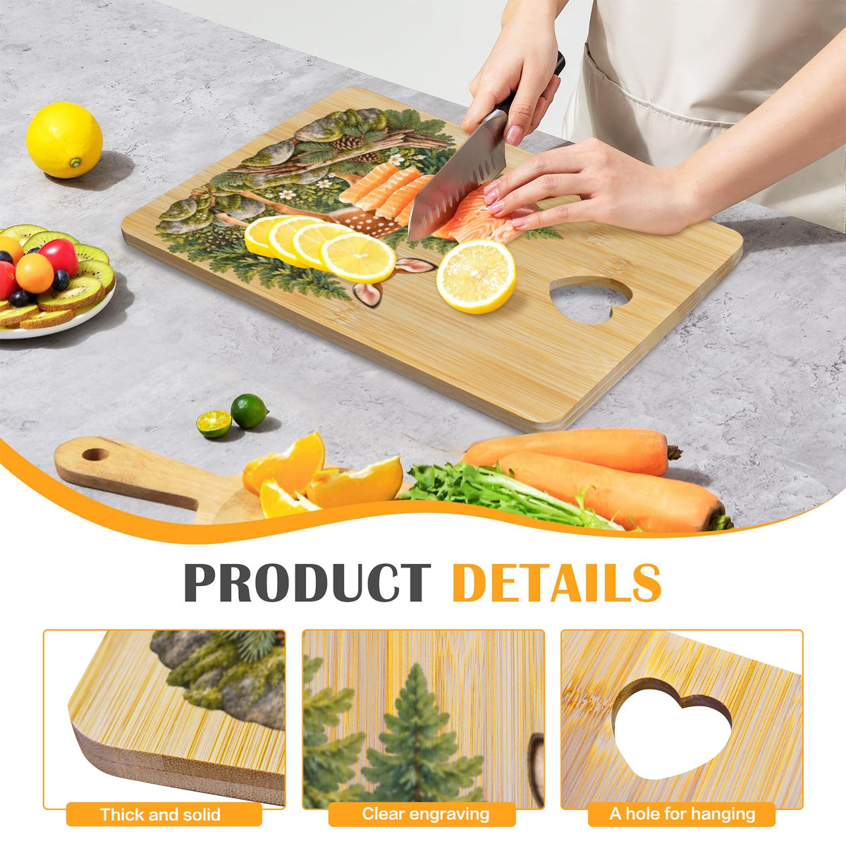 Fawn Heart-Shaped Cutout Cutting Board