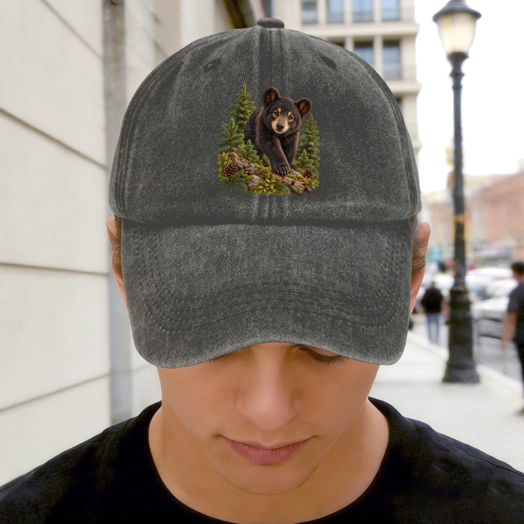 Bear Cub Washed Baseball Cap