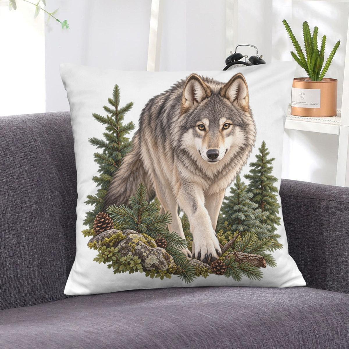 Wolf Velvet Pillow Case 18 x 18inch (One Side)